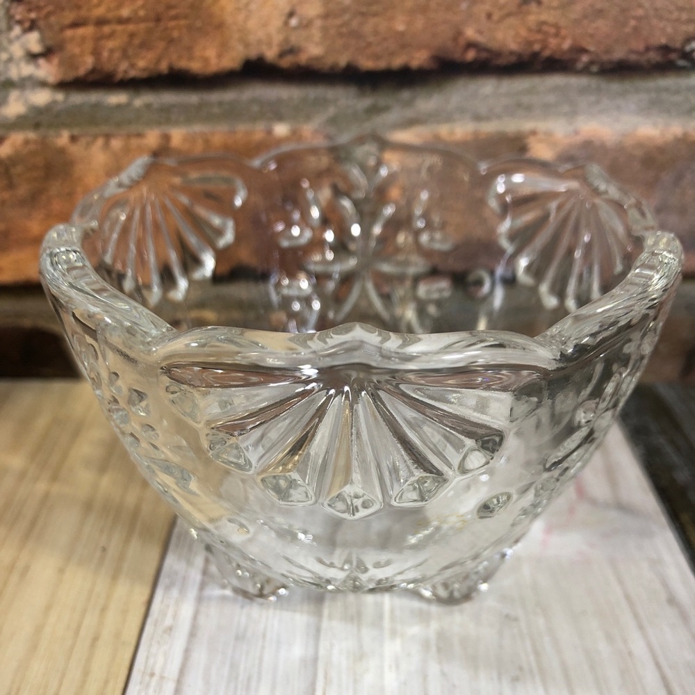Vintage Cut Clear Crystal Glass Relish Desert Dish